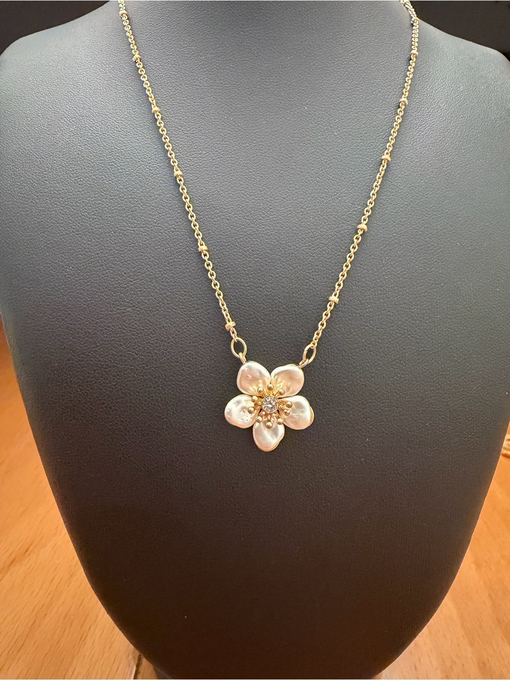 lonna & lilly Gold Flower Necklace with Cream Pearl Petals